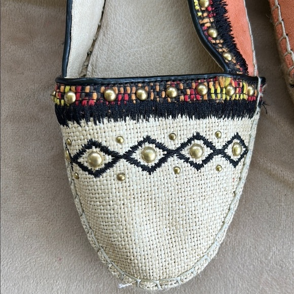 Orange & Cream Espadrilles with Geometric Trim - Picture 5 of 6